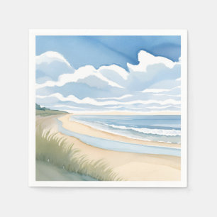 Strand Oever Wandel   Kust Oceaan Aquarel Servet