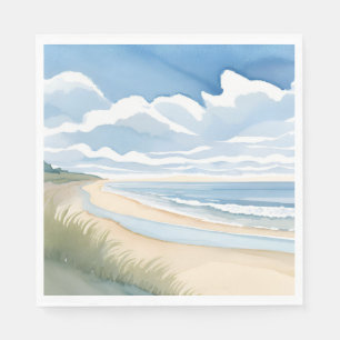 Strand Oever Wandel Kust Oceaan Aquarel Servet