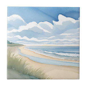 Strand Oever Wandel Kust Oceaan Aquarel Tegeltje