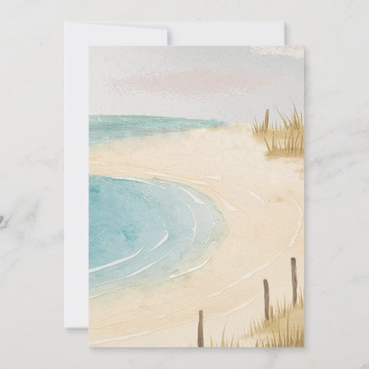 Strand Omheining Ocean Grass Sky Art Elegante brui Kaart (Achterkant)