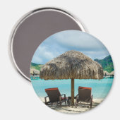 Strand op Bora Bora ronde magneet (Voorkant / Achterkant)