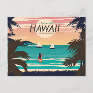 strand op Hawaii op het Sunset Briefkaart
