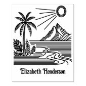 Strand Palm Boomberg Bibliotheek Boek Naam Rubberstempel (Afrduk)