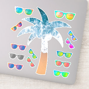 Strand Palm Tree & Mirror Zonnebril Sticker Pack