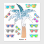 Strand Palm Tree & Mirror Zonnebril Sticker Pack (Vel)