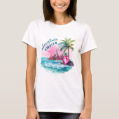 Strand Palm Tree Mountain Uitzicht avontuur wacht T-shirt (Voorkant)