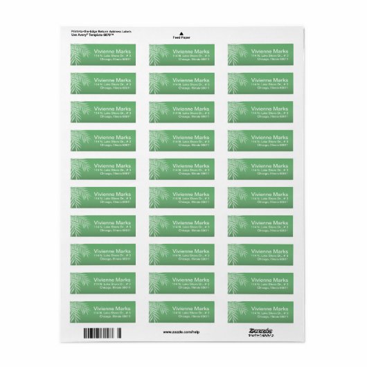 Strand Palm Tree Silhouet | jade Etiket (Full Sheet)