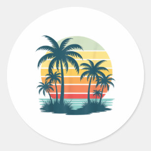 Strand Palm Tree Sunset Graphic Tropische Zomer Va Ronde Sticker