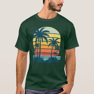 Strand Palm Tree Sunset Graphic Tropische Zomer Va T-shirt