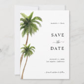 Strand Palm Tree Tropische bestemming Bruiloft Save The Date (Voorkant)