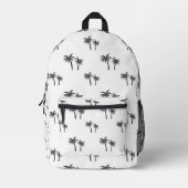 Strand Palm Tree Zwart Wit Surfer Bedrukte Rugzak (Voorkant)