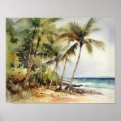 Strand Palm Trees Art Print Reisposter (Voorkant)