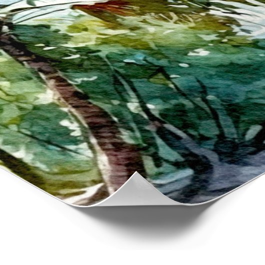 Strand Palm Trees Bruiloft Welkom Zitkaart Poster (Hoek)