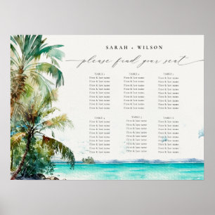 Strand Palm Trees Bruiloft Welkom Zitkaart Poster