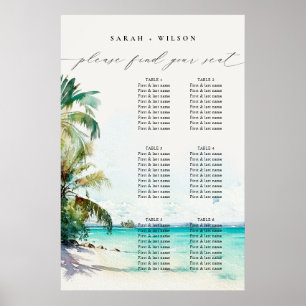 Strand Palm Trees Bruiloft Welkom Zitkaart Poster