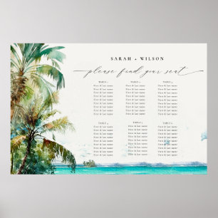 Strand Palm Trees Bruiloft Welkom Zitkaart Poster