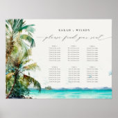 Strand Palm Trees Bruiloft Welkom Zitkaart Poster (Voorkant)
