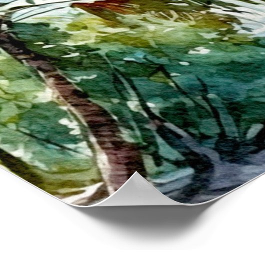 Strand Palm Trees Bruiloft Welkom Zitkaart Poster (Hoek)