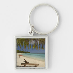 Strand, palmbomen & ligstoel sleutelhanger