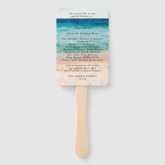 Strand palmbomen tropische bruiloft programma fans handwaaier (Achterkant)