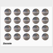 Strand Palmen en String Lights Bestemming Bruiloft Ronde Sticker (Vel)