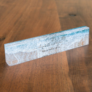 Strand Persoonlijke Blauwe Script Elegant Naambordje