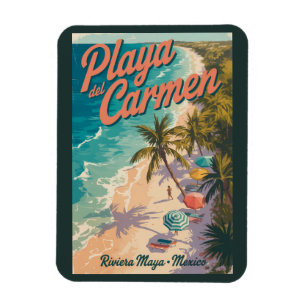 Strand Playa del Carmen Illustratie Reis Kunst Magneet