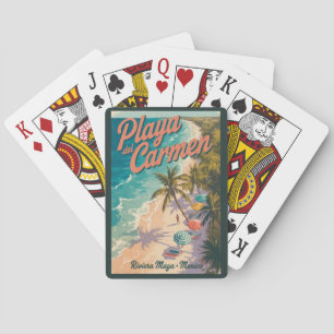Strand Playa del Carmen Illustratie Reis Kunst Pokerkaarten