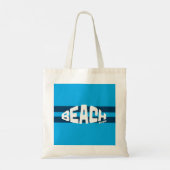 Strand Please Aqua & Navy Blauw Gestreept Tote Bag (Achterkant)