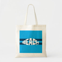 Strand Please Aqua & Navy Blauw Gestreept Tote Bag