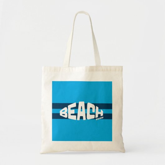 Strand Please Aqua & Navy Blauw Gestreept Tote Bag (Voorkant)