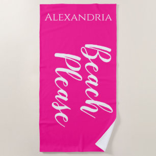 Strand Please gepersonaliseerde Hot Pink Strandlaken