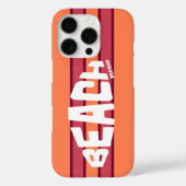 Strand Please Koraal & Roze Retro Gestreept Case-Mate iPhone Case (Achterkant)