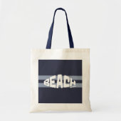 Strand Please Modern Blauw & Wit Gestreept Tote Bag (Voorkant)