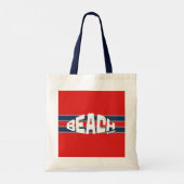 Strand Please Red & Navy Blauw Gestreept Tote Bag (Achterkant)
