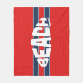 Strand Please Red & Navy Blue Stripe Fleece Deken (Voorkant)