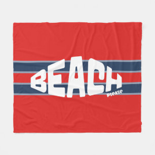 Strand Please Red & Navy Blue Stripe Fleece Deken