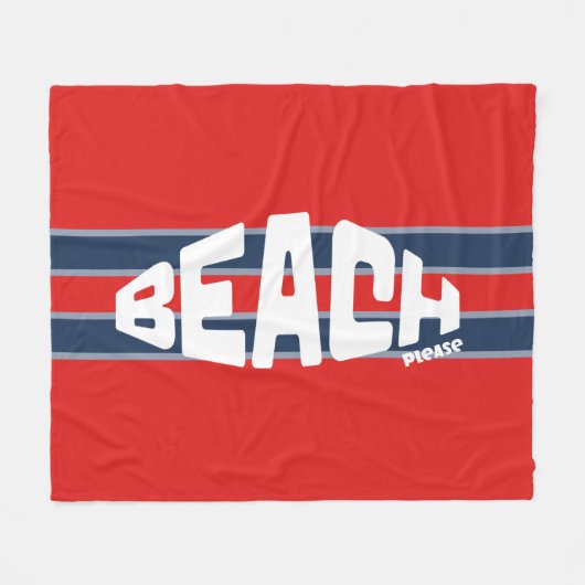 Strand Please Red & Navy Blue Stripe Fleece Deken (Voorkant (Horizontaal))