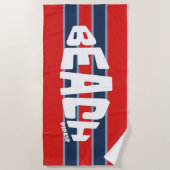 Strand Please Red & Navy Blue Stripe Strandlaken (Voorkant)