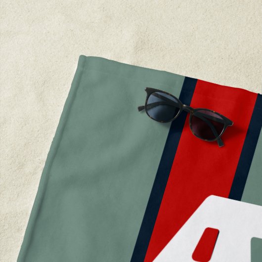 Strand Please Stoffig Blauw en Rode Strand Handdoe Strandlaken (In situ)