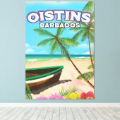  strand poster Oistins Barbados Canvas Afdruk (Insitu (Houten vloer))