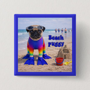 Strand Puggie Vierkante Button 5,1 Cm