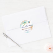 Strand red de datum schildpad zeester ronde sticker (Envelop)