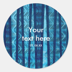 Strand Retro Waves Blauw  Party Favor Sticker