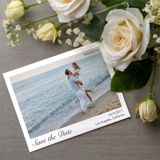 Strand Romance Border Foto Bruiloft Save the Date Kaart