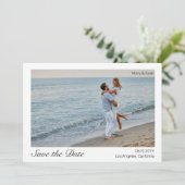 Strand Romance Border Foto Bruiloft Save the Date Kaart (Staand voorkant)