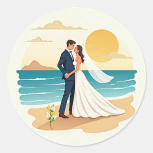 Strand Romantiek Verlovingssticker Ronde Sticker