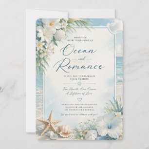 Strand Romantische Bruiloft Uitnodiging