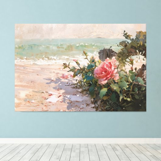 *~* Strand Roos Close Up TV2 Uitgerekte Canvas Pri (Insitu (Houten vloer))