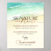Strand Roos Script Bachelorette Cocktails Sign Poster (Voorkant)